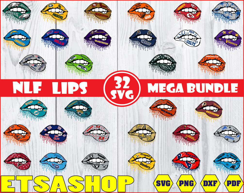 Bundle Nfl Lips Svg Nfl Svg Lips Svg Nfl Lover Svg Dxf Png Football