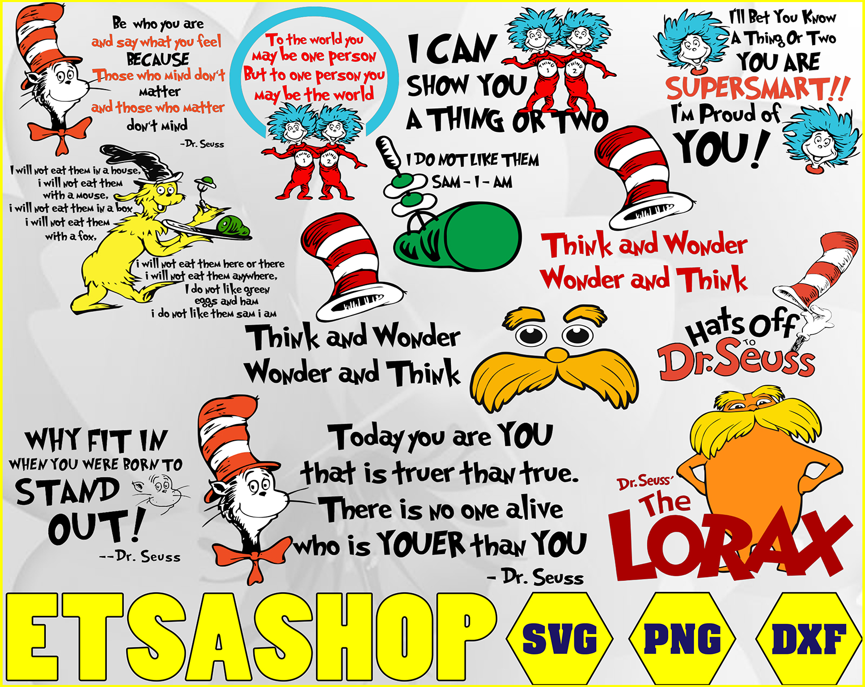 Dr Seuss Bundle SVG, Cat in the hat svg, dr seuss svg,png, quotes dr ...