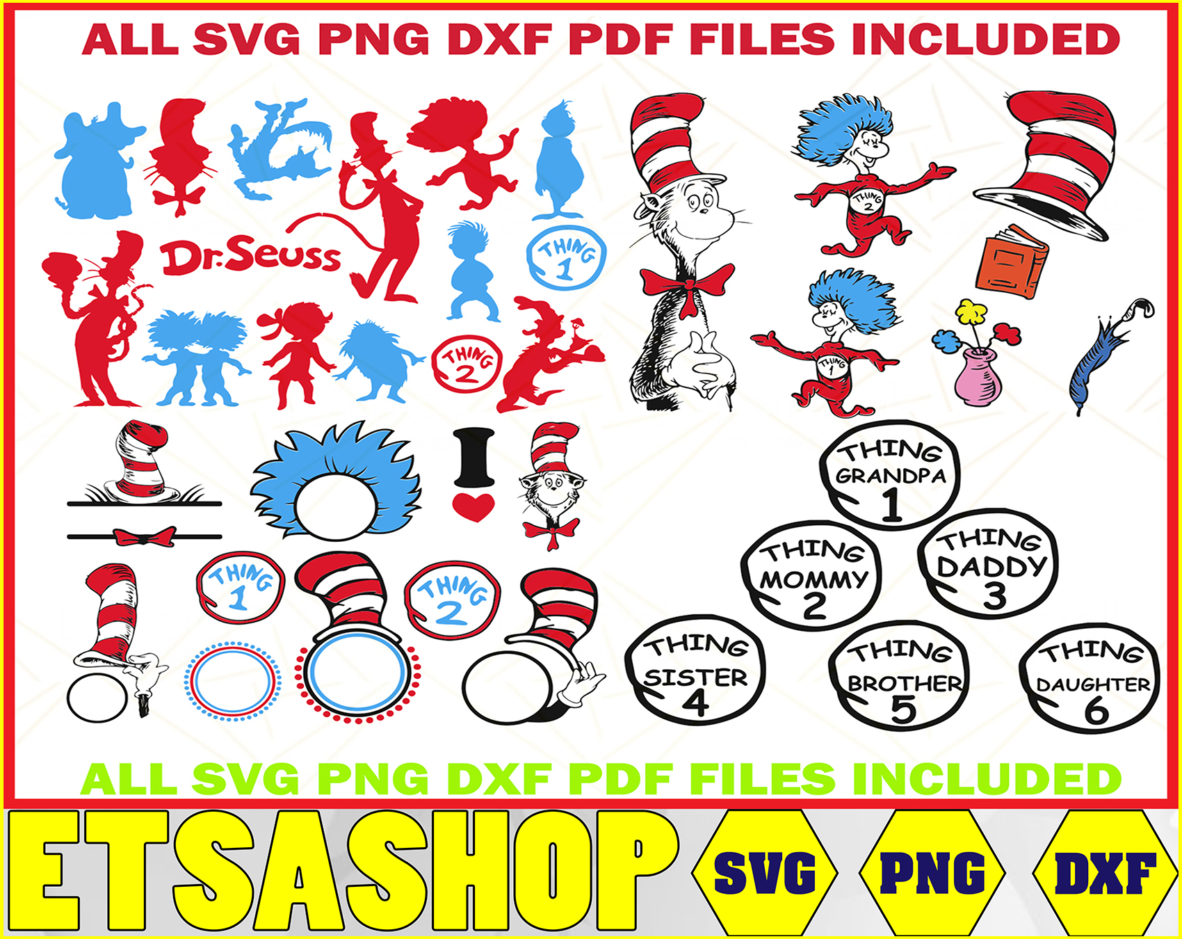 Dr Seuss Bundle SVG / Cat In The Hat Svg / Dr. Seuss Teacher Svg – Png ...
