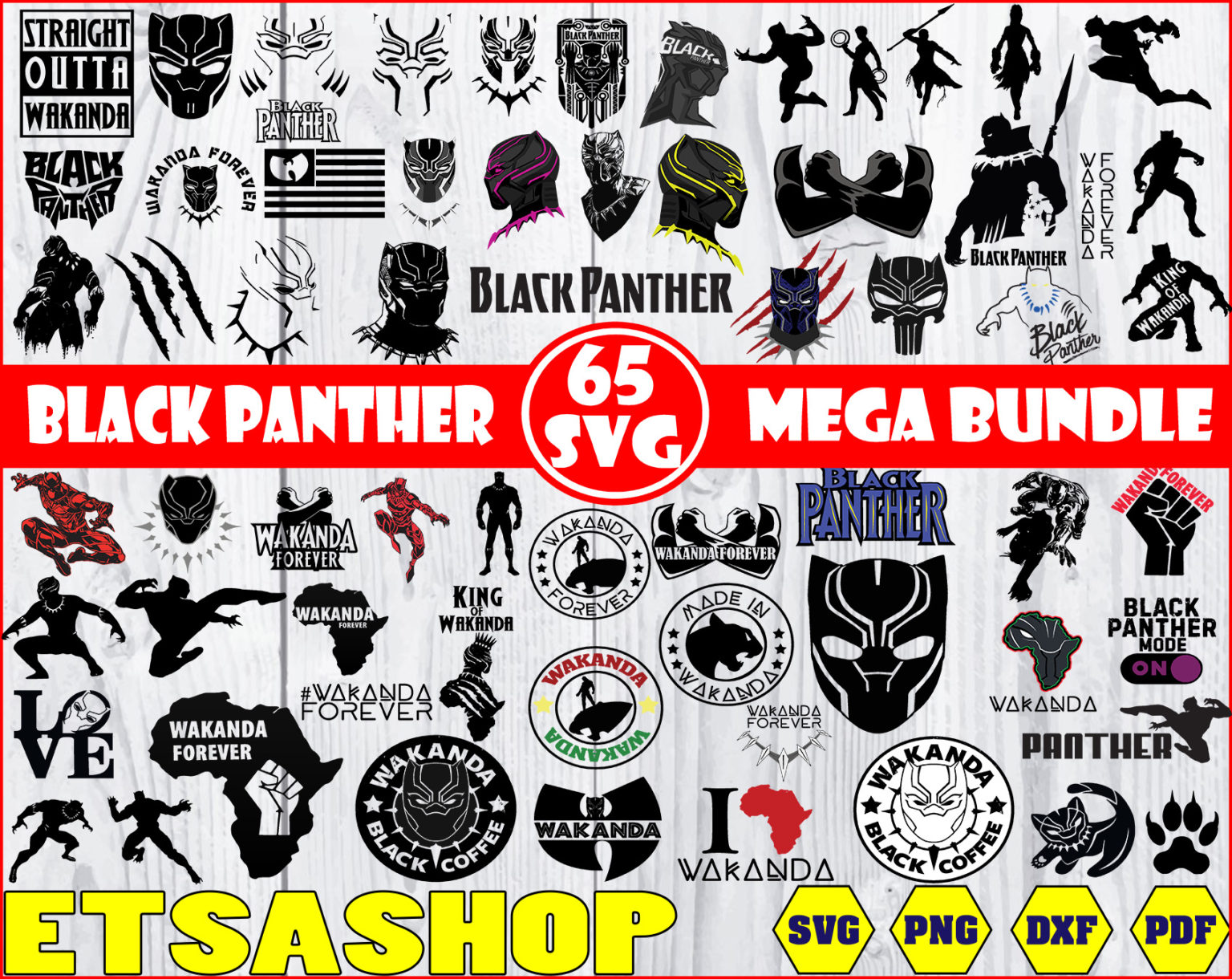 Black Panther Svg Bundle Cut Files Black Panther Logo Svg Black