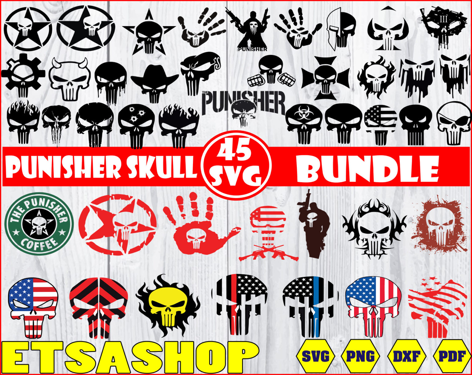 Punisher Skull svg bundle cut files, Punisher Skull Logo svg, Punisher ...