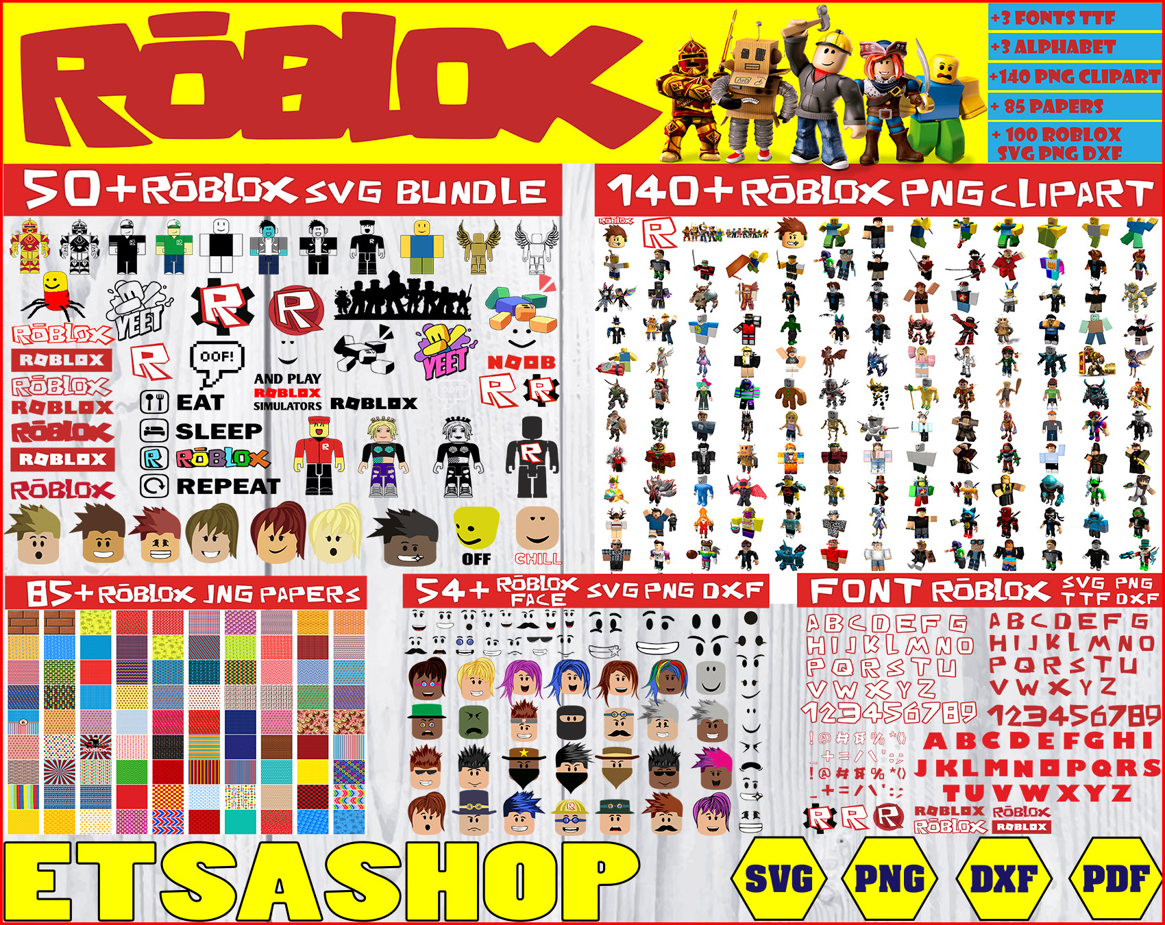 Download Roblox Svg Bundle Robloxsvg Png Dxf Roblox Clipart Bundle Digital Download Outstanding And Different