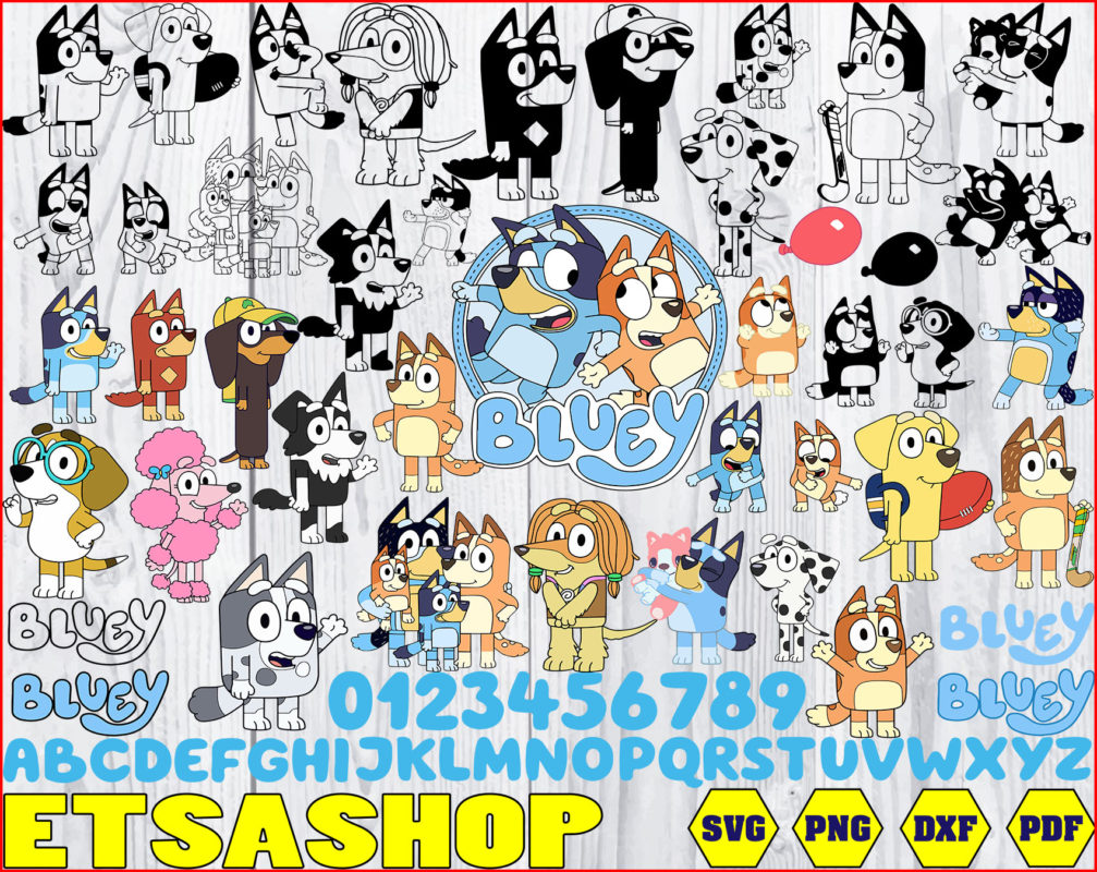 Bluey Svg Bluey Vector Bluey Alphabeth Bluey Cutfile Bluey Clipart Bluey Bundle Cricut 2206