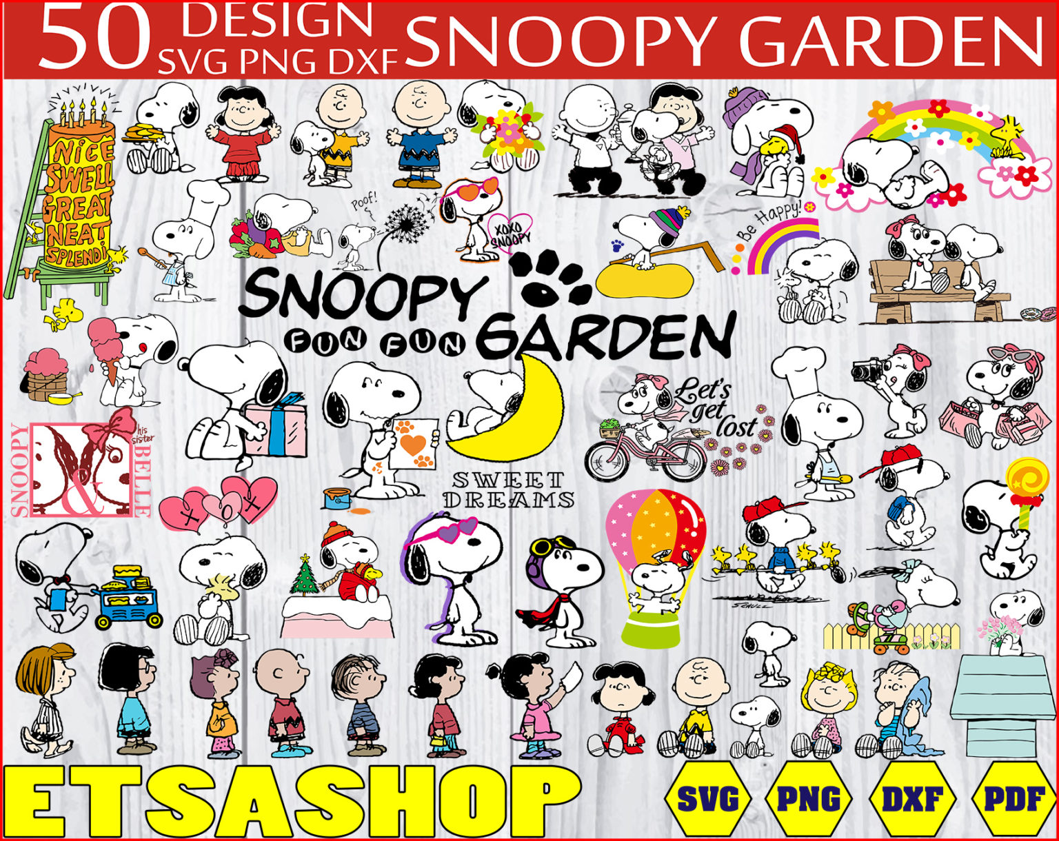 Snoopy Garden Svg, Snoopy Svg, Charlie Brown Svg, Snoopy Clipart ...