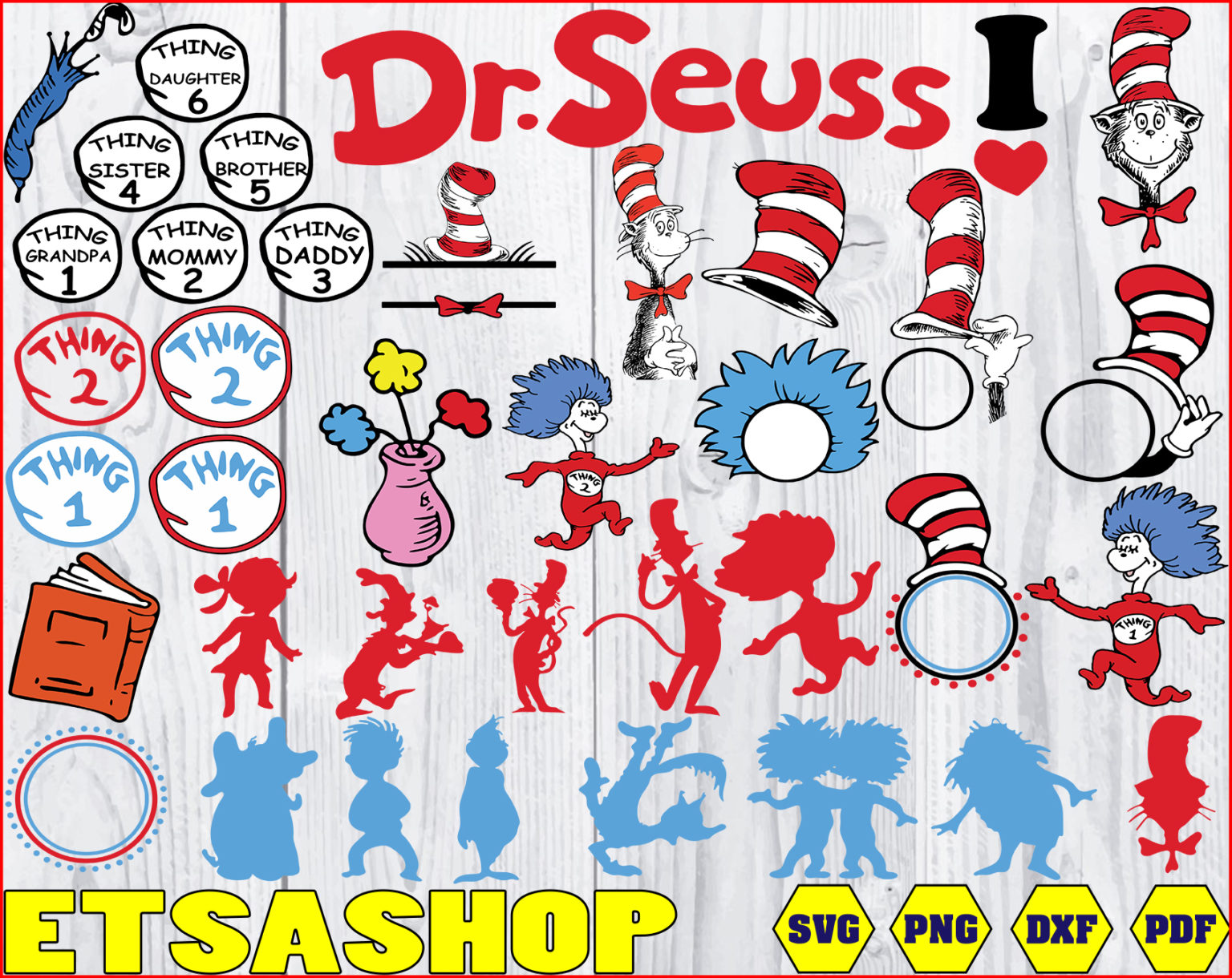 Dr Seuss Svg Bundle/Cat in the hat svg/37 Design Dr Seuss Svg Png Dxf ...